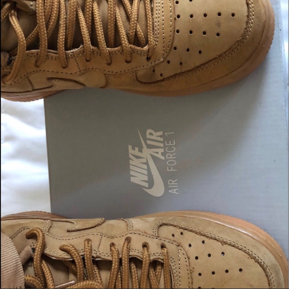 Nike Air Force high tops in wheat